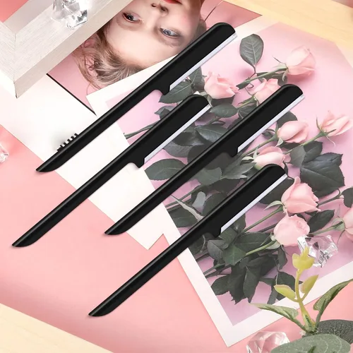 Miniatura 6 de 10 piezas de maquinilla de afeitar de cejas para mujer, afeitadora facial, moldeador de cejas, herramienta de modelado con cubierta (negro)