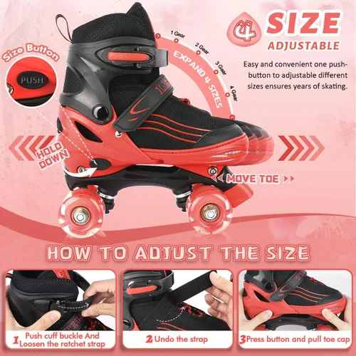Miniatura 2 de Patines de Ruedas para Niños, Niñas y Pequeños de 3 a 12 años, Ajustables en 4 Tallas para Niños y Adolescentes con Ruedas Iluminadas, Patines