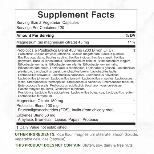 Miniatura 2 de DEAL SUPPLEMENT Probióticos para mujeres y hombres, 200 mil millones de UFC por porción, 240 cápsulas vegetarianas, suministro para 4 meses 40