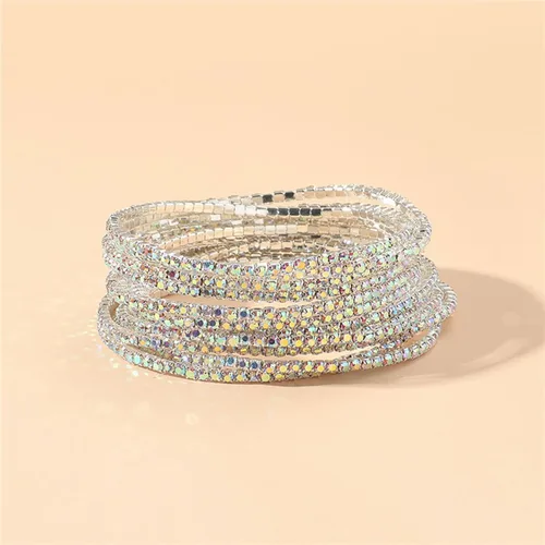 Miniatura 3 de Long tiantian 9 Pcs Tennis Bracelets for Women Teen Girl Gifts Trendy Stuff 9K Gold Plated Cubic Zirconia Classic Gold Bracelets for Women Fashion