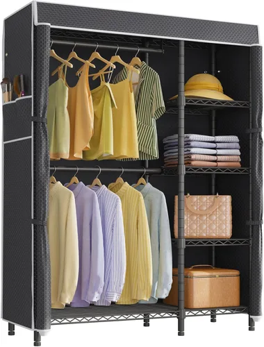 Miniatura 15 de VIPEK V7C - Percheros de ropa con cubierta, portátiles, para colgar ropa, perchero resistente para ropa con estantes, armario de metal, con Estante