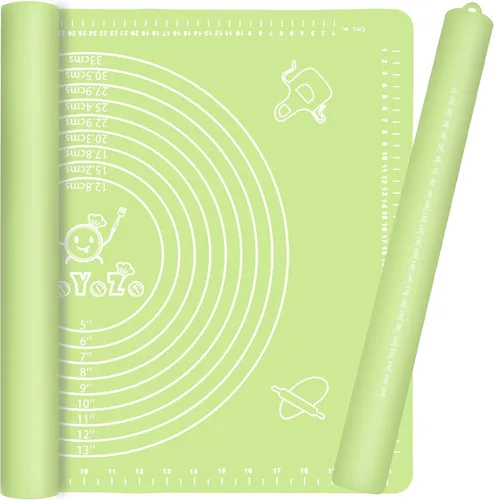 Miniatura 9 de Juego de alfombrillas de silicona para repostería, rodillo de masa de pizza para masa rodante, antideslizante, extra grande con medida, tapete