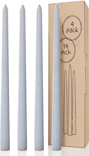 Miniatura 44 de CANDWAX Paquete de 4 velas cónicas blancas, sin goteo, de combustión lenta, sin perfume, de 12 pulgadas, ideales para mesa de comedor, candelabros