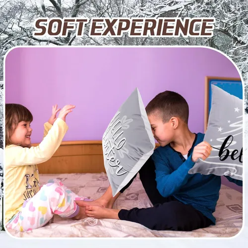 Miniatura 5 de Peryiter 9 fundas de almohada de invierno de 18 x 18 pulgadas, con árboles de Navidad, camión, corona, color blanco, fundas de almohada de Navidad
