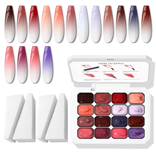 Miniatura 15 de Sponge Pat Paint Gel de Uñas, Gel Degradado para Uñas Ombre, Rubor de Uñas Floreciente Aura Uñas Removedor de Dibujo Pintura Floral Arte de Uñas 16