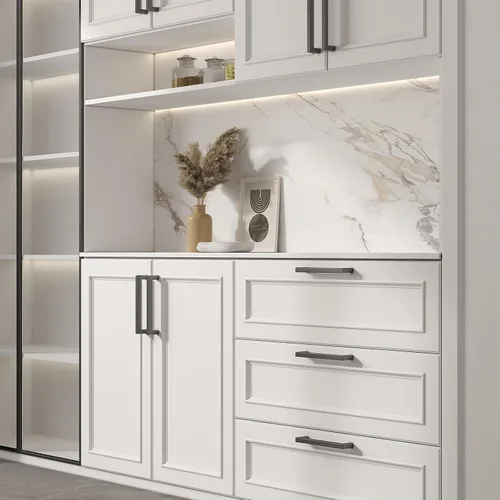 Miniatura 6 de Goldenwarm 1 paquete de manija cuadrada negra para cajones de gabinete de barra, de acero inoxidable, herrajes modernos para gabinetes de cocina