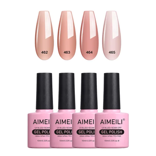 Miniatura 9 de AIMEILI Esmalte de uñas de gel transparente de gelatina helada para remojar UV LED sin hema, esmalte de uñas para el hogar, kit de barniz de SET4-21