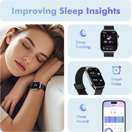 Miniatura 5 de YMS Reloj inteligente Android para mujer, 2.0 pulgadas, IP68 impermeable, reloj de fitness con Bluetooth (respuesta/llamada), monitor de frecuencia