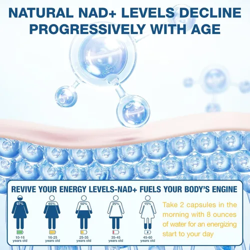 Miniatura 4 de Suplemento NAD+ de 1000mg - Ribósido de nicotinamida (NR) y resveratrol, NAD liposomal de ingredientes orgánicos puros para mujeres y hombres