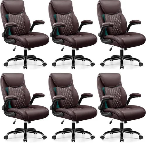 Miniatura 17 de BESTFAIR Silla de Oficina, Silla Ergonómica de Oficina con Soporte Lumbar para Alivio del Dolor de Espalda Baja, Silla Ejecutiva de Cuero con Brazos