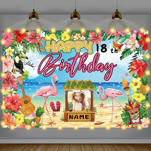 Miniatura 31 de Cartel de feliz cumpleaños beige personalizado para telón de fondo grande de feliz cumpleaños, globo aerostático, fiesta, interior y exterior