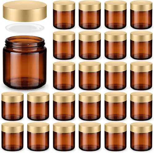 Miniatura 40 de Norme 48 frascos de vidrio de 4 onzas con tapas a prueba de fugas, redondos, herméticos, vacíos, frascos cosméticos con forros internos en la tapa