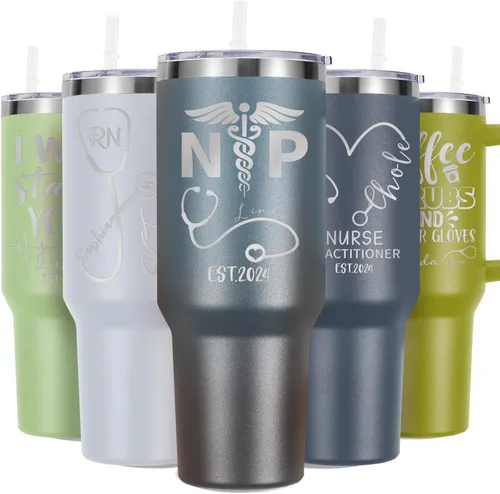 Miniatura 8 de Regalos de enfermera para mujeres, vaso de vino personalizado de 20 onzas con nombre, título de trabajo y fecha, regalos de enfermera, enfermeras