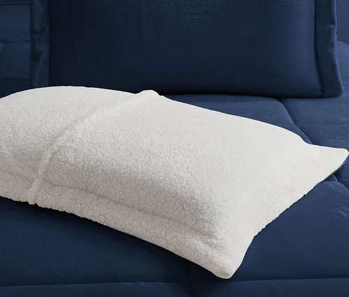 Miniatura 10 de Elegant Comfort Juego de edredón sherpa ultra afelpado de 3 piezas, color sólido y esponjoso, reverso sherpa, apto para todas las estaciones