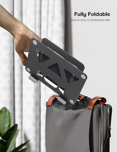Miniatura 8 de Aoviho Soporte ajustable para laptop para escritorio, soporte portátil y elevador, soporte plegable de aluminio para computadora portátil para Negro