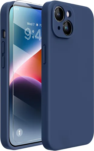 Miniatura 218 de Miracase Funda diseñada para iPhone 13, con protector de pantalla de vidrio templado, forro de microfibra suave antiarañazos, funda de goma