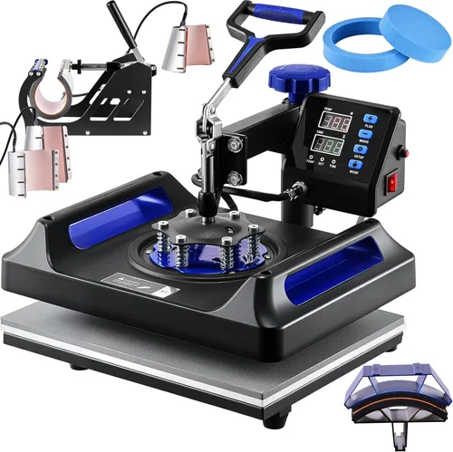 Miniatura 15 de VEVOR Máquina de prensa de calor 8 en 1 de 15 x 15 pulgadas, prensa de camisetas oscilante de 360°, transferencia de calor digital profesional por