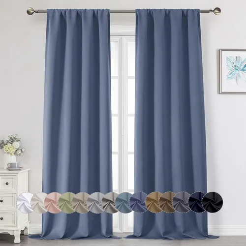 Miniatura 233 de Cortinas opacas para dormitorio, sala de estar, juego de 2 paneles de 54 pulgadas de largo, cortinas de oscurecimiento de habitación con aislamiento