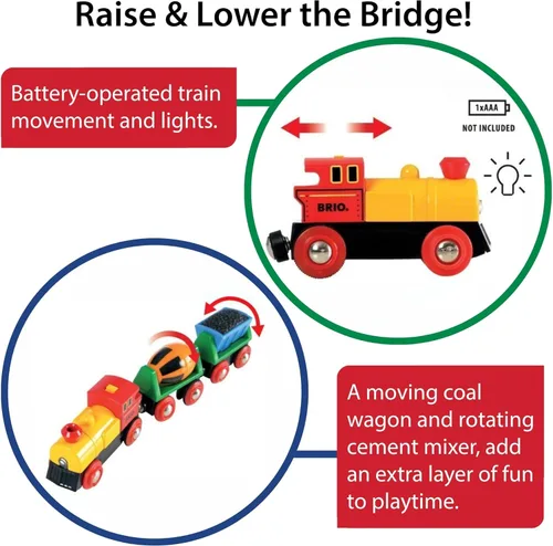 Miniatura 3 de BRIO World - Tren de acción con pilas, motorizado para pistas de madera, juego eléctrico para niños, incluye carro de carbón móvil y mezclador