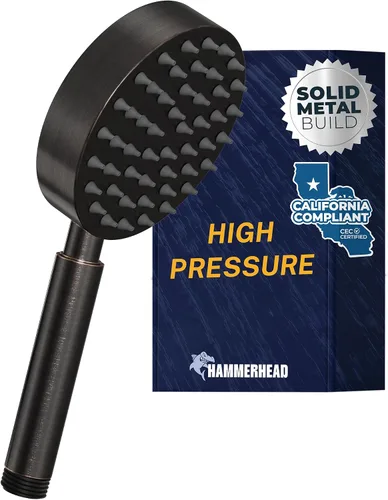 Miniatura 8 de HammerHead Showers® Cabezal de ducha de mano de metal sólido, negro mate, cabezales de ducha de bajo flujo de 1.75 GPM, varita rociadora de 4