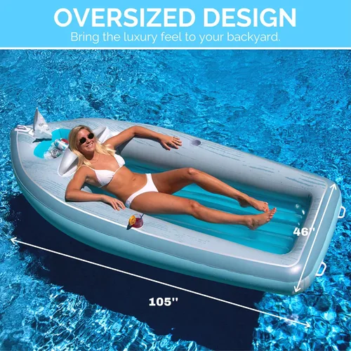 Miniatura 4 de SWIMLINE Flotador Inflable para Piscina Tumbona Balsa Colchón, Colchoneta Divertida, Crucero Clásico, Azul Barco crucero clásico