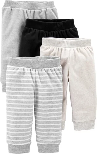 Simple Joys by Carter's - Pantalones de forro polar unisex para bebé, paquete de 4