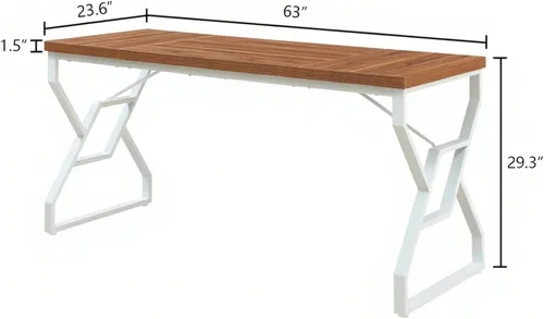 Miniatura 2 de HOMISSUE Escritorio ejecutivo de 63 pulgadas, escritorio grande con mesa de madera de ingeniería y marco de metal, escritorios rústicos de oficina