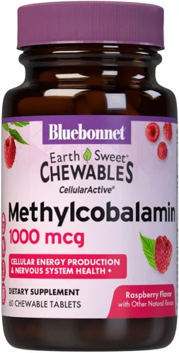 Bluebonnet EarthSweet Metilcobalamina 1,000 mcg Forma de coenzima activa de vitamina B12 apoya el impulso de energía y el metabolismo - Vegano, sin