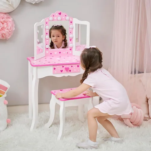 Miniatura 4 de Teamson Kids - Sweethearts Print Gisele Medium Vanity - Blanco/Rosa