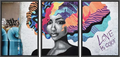 Miniatura 96 de wall26 Lienzo enmarcado para pared, juego de arte impreso con collage de polígonos en espiral negro y tostado, ilustraciones de patrones abstractos