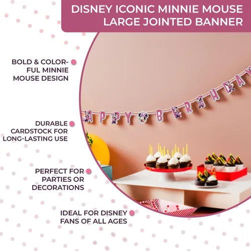 Miniatura 4 de Unique Cartel icónico articulado de cumpleaños de Minnie Mouse