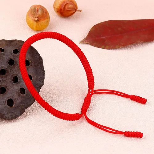 Miniatura 38 de Pulseras tibetanas hechas a mano con cuerda roja para él y ella, pulsera de la amistad, pulsera de la amistad, hilo negro y rojo para protección