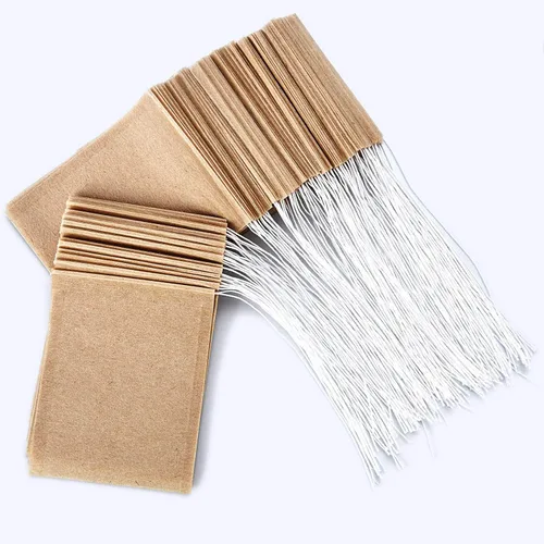 Miniatura 3 de BBTO Paquete de 200 bolsas de filtro de té desechables con cordón de 2.36 x 3.15 pulgadas, Burlywood para té de hojas sueltas y hierbas, filtros