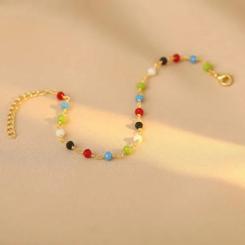 Miniatura 6 de Pulsera de cadena de elegante oro para mujer, pulseras de cadena individual o en capas, con eslabón de dije de corazón, karma, triángulo, perlas