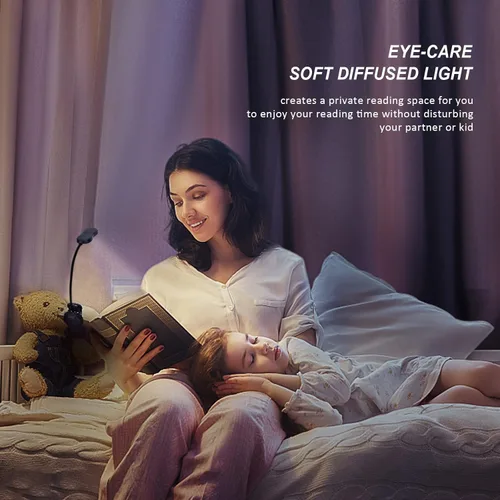 Miniatura 5 de Luz de libro recargable: luz LED de libro con clip para leer en la cama, ajustable de 3 colores y 3 brillos - Lámpara de lectura para el cuidado