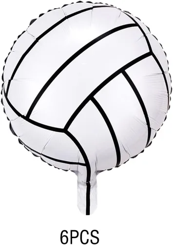 Miniatura 3 de Suministros para fiesta de cumpleaños de voleibol, 6 globos de aluminio de 18 pulgadas para decoraciones de fiestas temáticas de voleibol deportivo