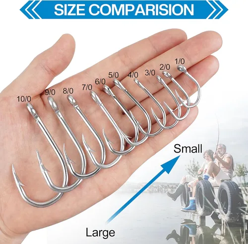 Miniatura 4 de Gancho de cebo vivo de pesca, 60 piezas de anzuelo de cebo vivo, ganchos circulares fuertes de acero inoxidable afilados para agua salada