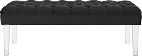 Miniatura 4 de Modway Valet - Banco tapizado de terciopelo con botones copetudos, para dormitorio o entrada, con patas acrílicas, color negro
