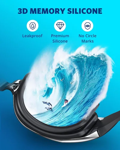 Miniatura 5 de Aegend - Gafas de natación, paquete de 2 gafas de natación sin filtraciones, para adultos, hombres, mujeres y jóvenes Aqua & Bright Sliver