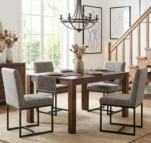 Miniatura 25 de Shunzhi Juego de 2 sillas de comedor modernas tapizadas de cuero PU, sillas de comedor de mediados de siglo, sillas laterales sin brazos, cómodas