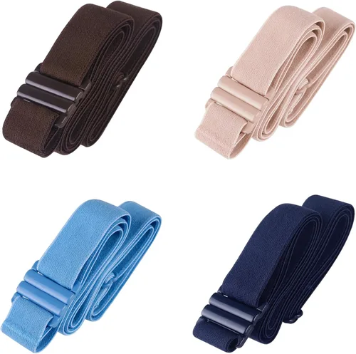 Miniatura 163 de Cinturón elástico ajustable – Cinturones para mujer, cinturón de cintura antideslizante, sin mostrar hebilla plana para mujer