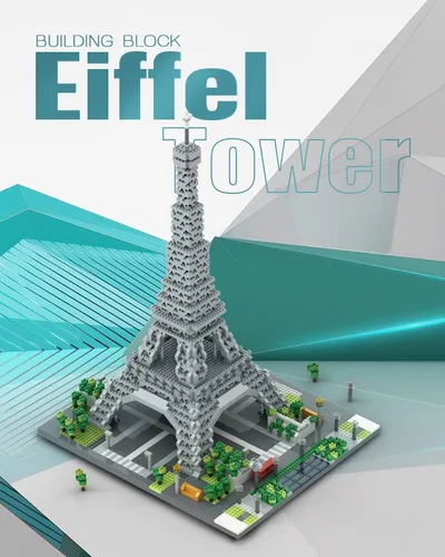 Miniatura 4 de dOvOb Architecture - Juego de microbloques de la Torre Eiffel, 3369 piezas de mini ladrillos 3D, juguete de rompecabezas 3D, regalo para adultos
