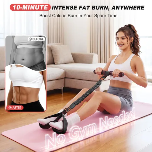 Miniatura 2 de WOQQW Banda de resistencia de pedal multifunción con mango, bandas de resistencia de pie ajustables de 3 tubos mejoradas para núcleo, brazo