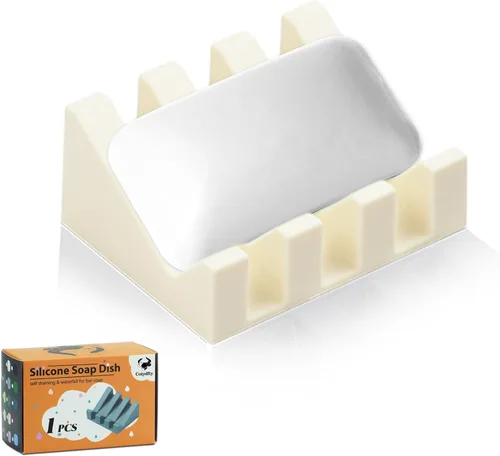 Miniatura 45 de Jabonera Autodrenante con Soporte, Jabonera de Silicona, para Baño, Cocina, Esponjas, Puede Extender la Vida del Jabón, Mantiene las Barras de Jabón