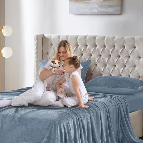 Miniatura 8 de Softan Sábanas de Vellón Tamaño Full, Suaves Como Franela, Sábanas de Felpa Cálidas y Esponjosas, Ropa de Cama de Microvellón Polar de Terciopelo