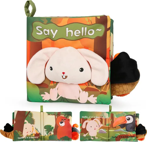 Miniatura 9 de GKDOMS Libros de tela suaves para bebés, libro de tela crujiente para tocar y sentir, juguete para bebé con telas no tóxicas, regalo para la ducha