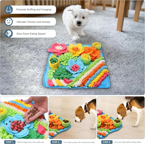 Miniatura 5 de Tapete de olfateo para perros, gatos, conejos, tapete de alimentación de golosinas para mascotas, 15.4 x 15.4 pulgadas para pequeños y medianos