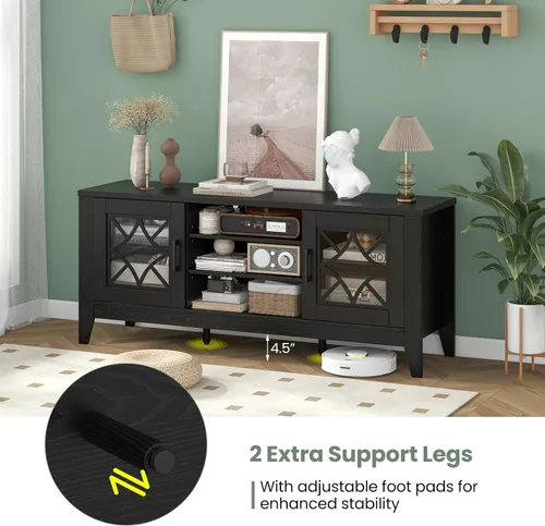 Miniatura 7 de Tangkula Soporte de TV de granja para televisores de hasta 65 pulgadas, centro de entretenimiento multimedia clásico con armarios de puerta