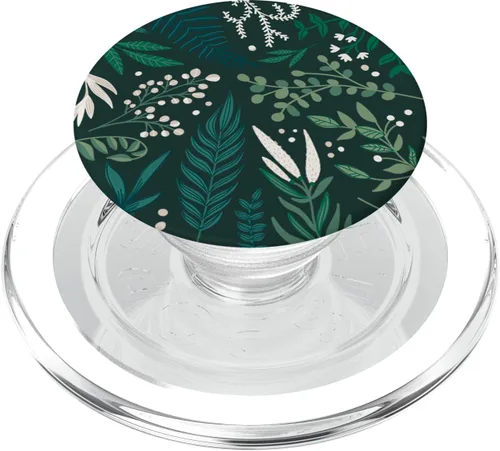 Miniatura 8 de Follaje botánico verde de helecho y bayas blancas patrón floral PopSockets intercambiables PopGrip