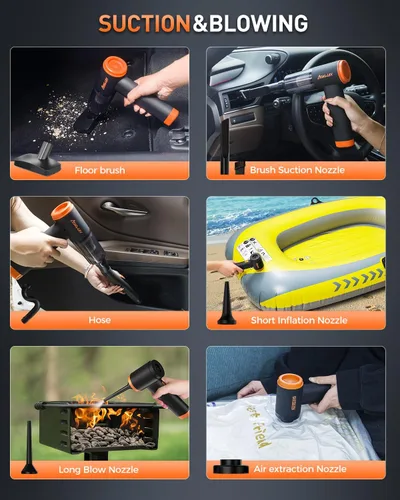 Miniatura 6 de aokway Aspiradora de Coche Portátil Inalámbrica 20000PA de Potente Succión, Aspiradora Mini de 7800mAh para Coche, Aspiradora Eléctrica y Soplador